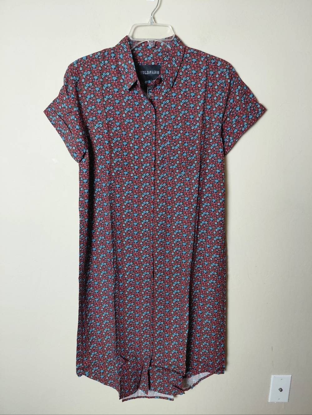 Wildfang The Empower Shirt Dress Floral Print | Size EXTRA Small | NWT